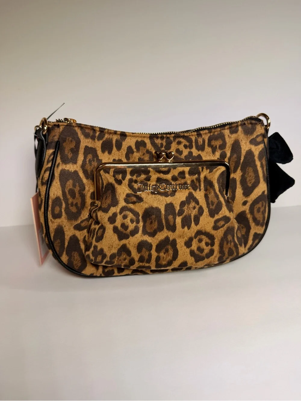 Juicy Couture Leopard-Print Shoulder Bag with Black Bow